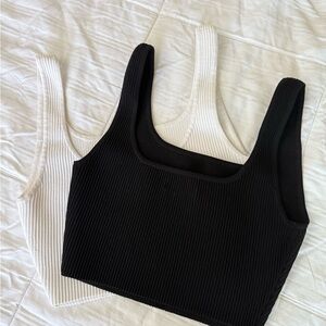 Babaton Ribbed Tank Tops in Black and White